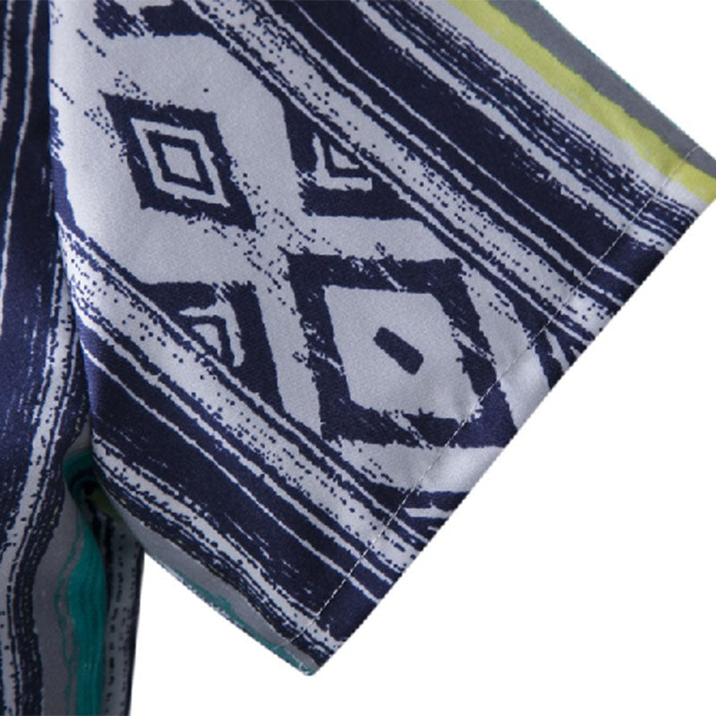 Herren Hemd Kurzarm Gestreift Baumwolle Vintage Style