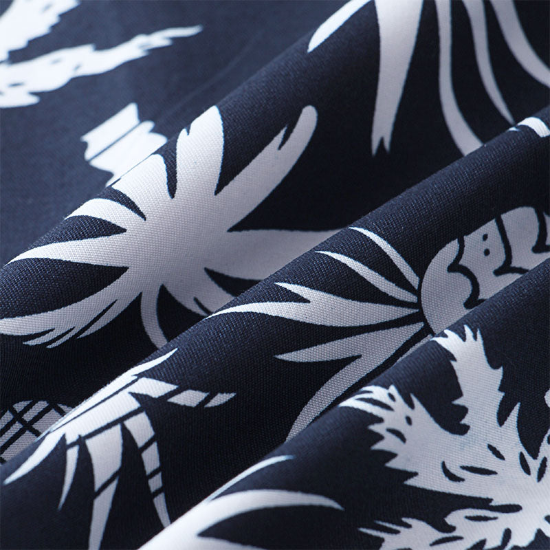 Herren Kurzarm Hemd Navy Blau mit Logo Druck