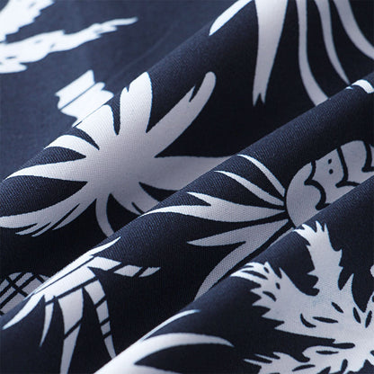Herren Kurzarm Hemd Navy Blau mit Logo Druck