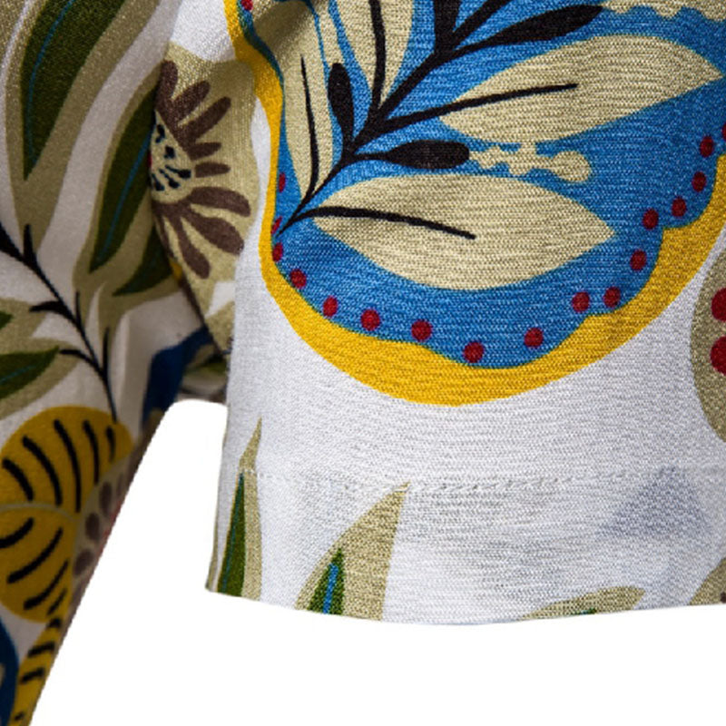 Männliche Kurzarmhemden Vintage Druck Baumwolle Modern