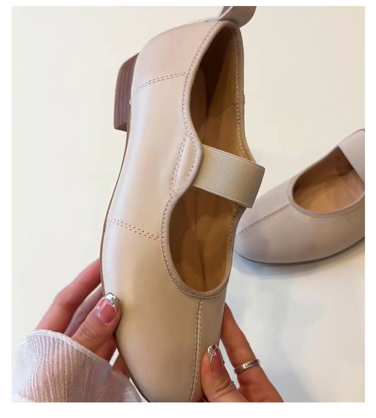 Ballerinas Damen Schuhe Elastisch Leder Bequem