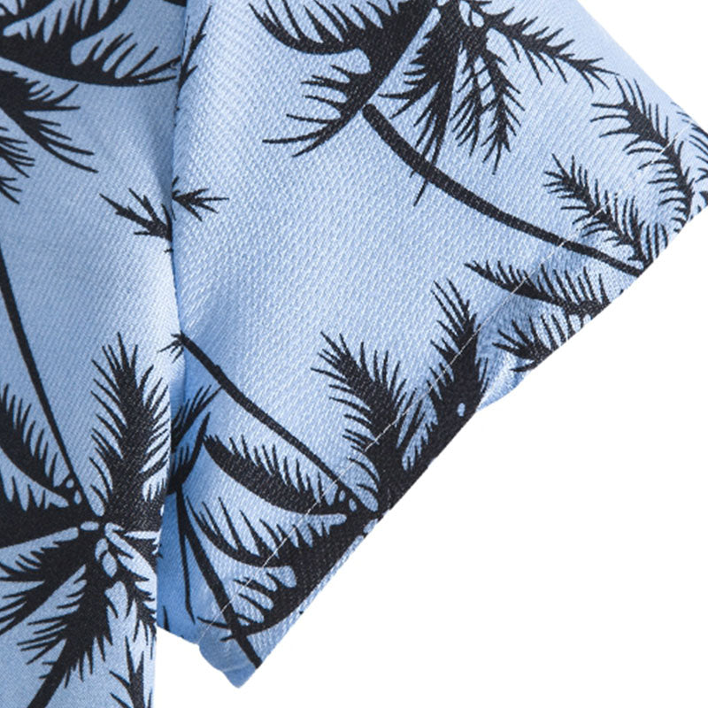 Herren-Hemd Urlaubs-Hemd Baumwolle Palmen-Print Sommer