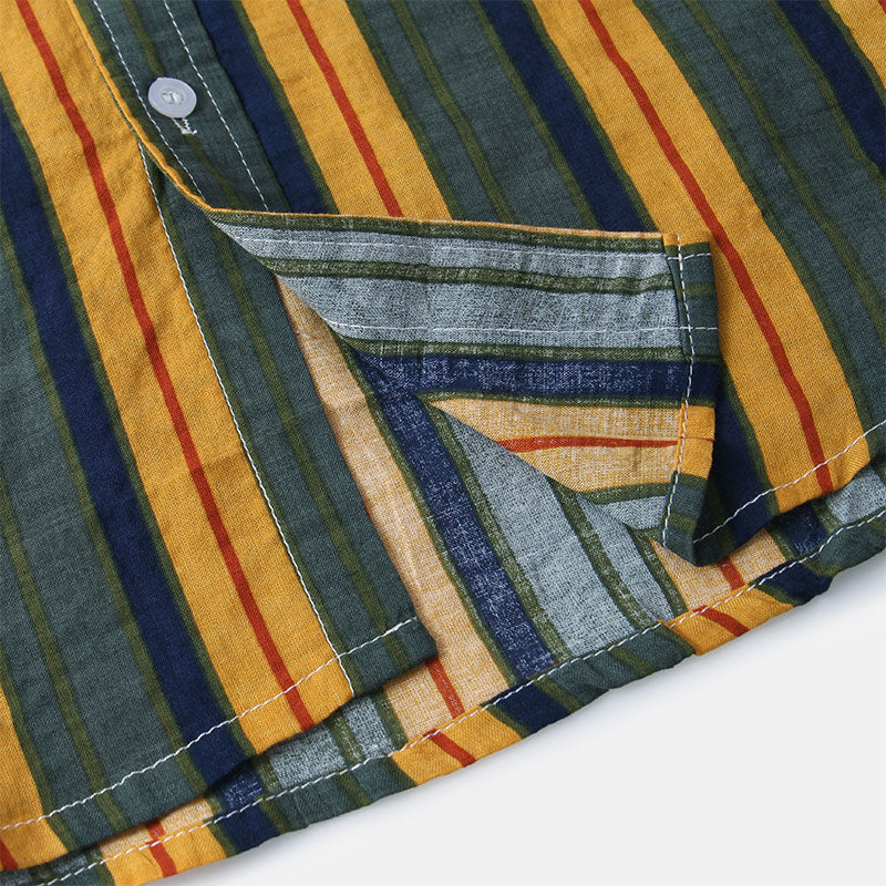 Herren Hemd Kurzarm Gestreift Retro Style