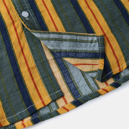 Herren Hemd Kurzarm Gestreift Retro Style