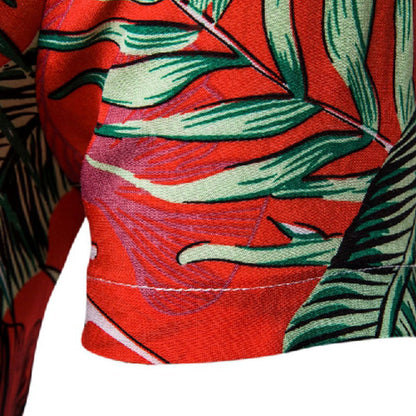 Herren Kurzarm Hemd Blumen Muster Summer Look