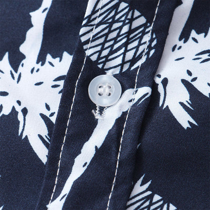 Herren Kurzarm Hemd Navy Blau mit Logo Druck