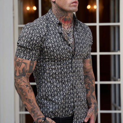 Herrenhemd Slim Fit Sommer Print Modern