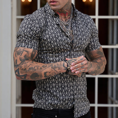 Herrenhemd Slim Fit Sommer Print Modern