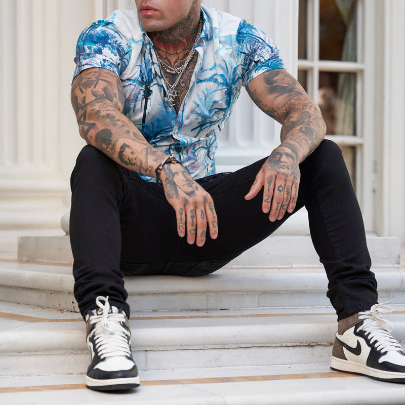 Herren Hemd Kurzarm Bedruckt Cool Reverse Style