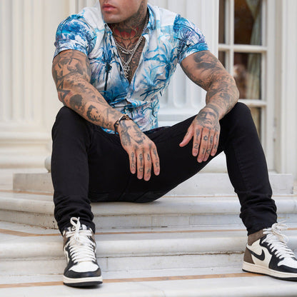 Herren Hemd Kurzarm Bedruckt Cool Reverse Style