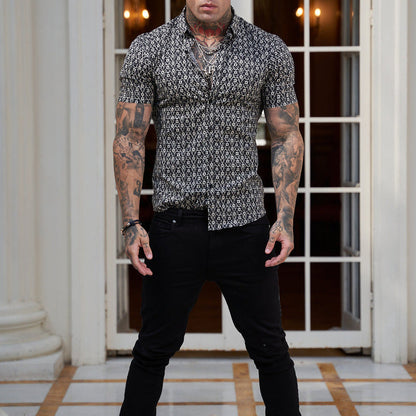 Herrenhemd Slim Fit Sommer Print Modern
