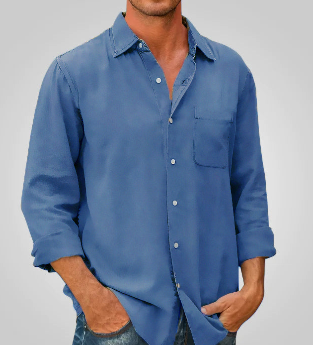 Herren Hemd Jeans Blau Modern