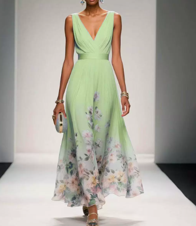 Damen Kleid Hochzeitsgäste Blumenmuster Elegant
