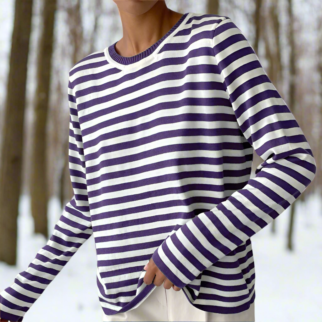 Damen Langarmshirt Lässig Gestreift Modern