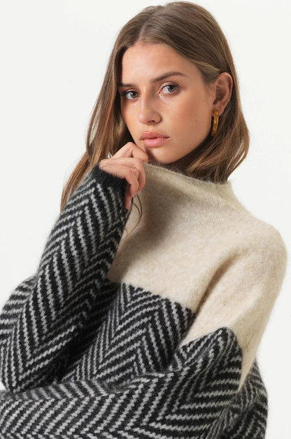 Damen Strickpullover Lockere Passform Hochkragen