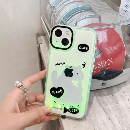 Leuchtende Katzen Handyhülle Neon LED Glitzer - BerlinGlamour
