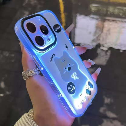 Leuchtende Katzen Handyhülle Neon LED Glitzer