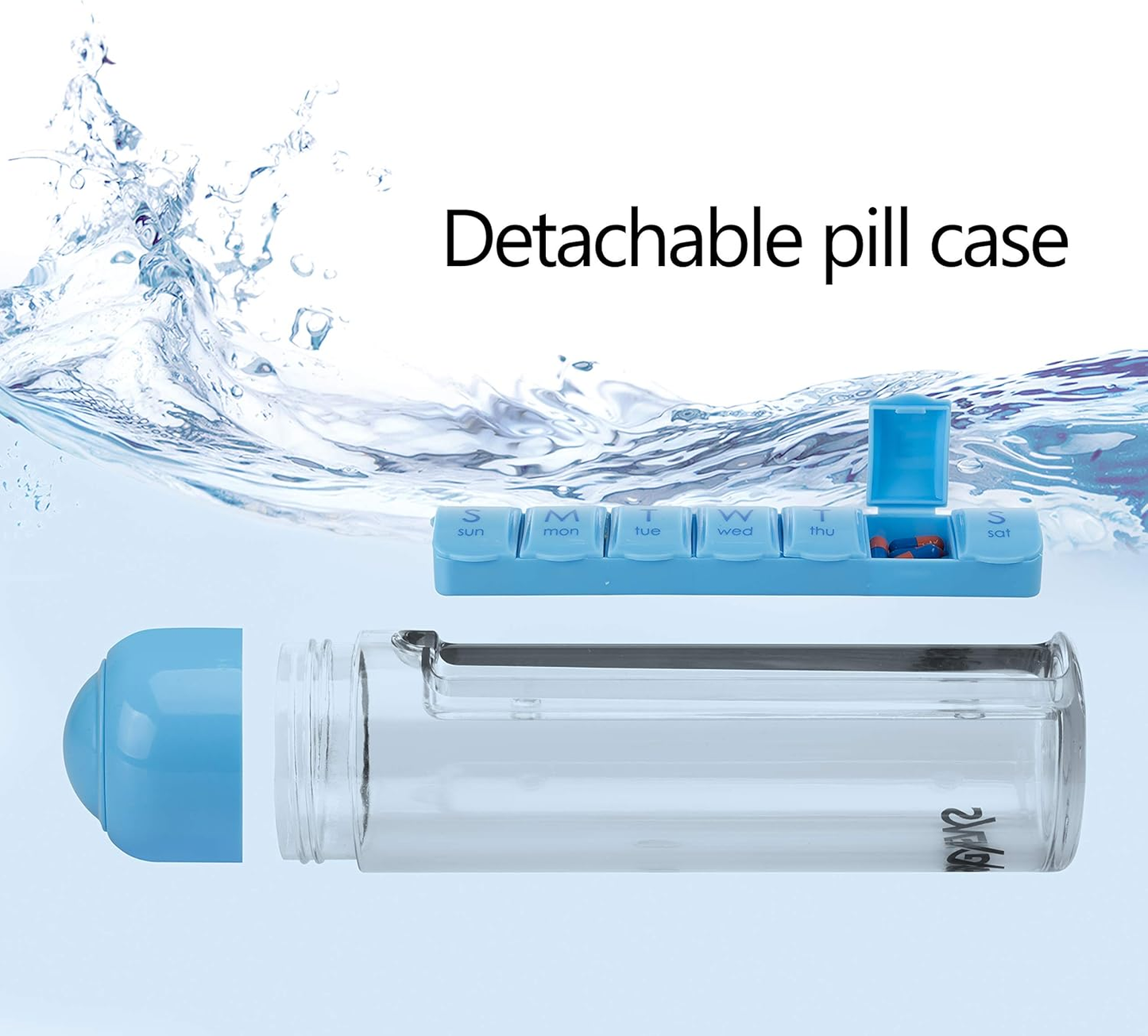 Reise Wasserflasche mit Pillenbox Organizer