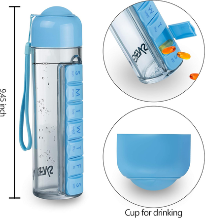 Reise Wasserflasche mit Pillenbox Organizer