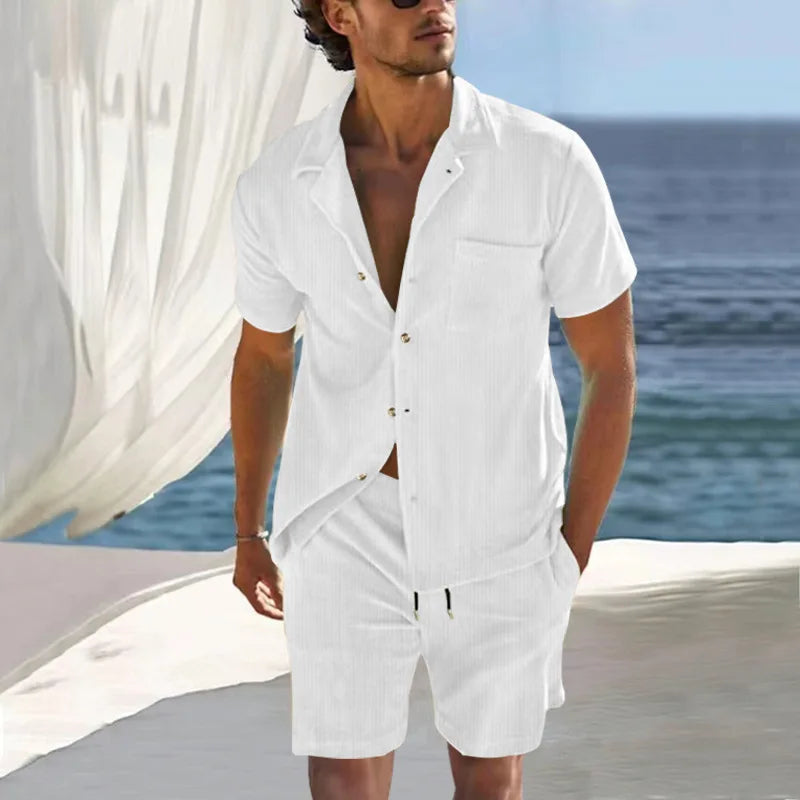 Herren Shorts Set Sommer Kurzarmhemd Leicht - BerlinGlamour