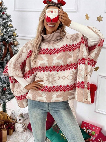 Damen Strickpullover Festlich Rentier Motiv Weihnachten