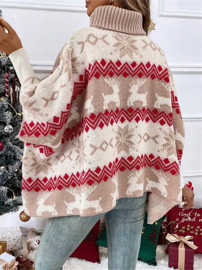 Damen Strickpullover Festlich Rentier Motiv Weihnachten