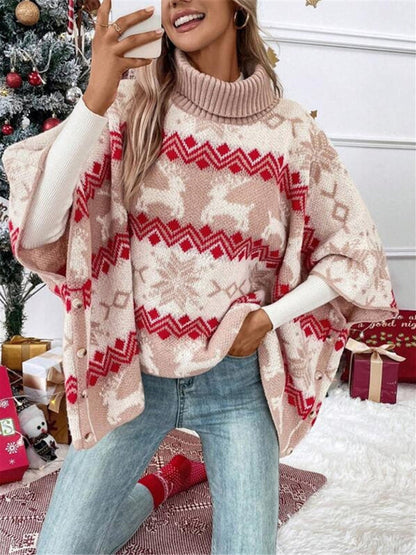 Damen Strickpullover Festlich Rentier Motiv Weihnachten