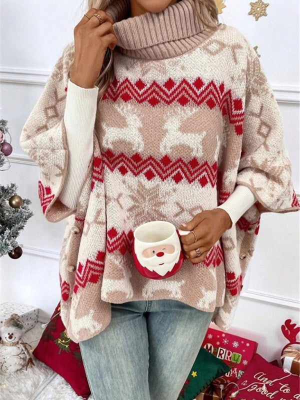 Damen Strickpullover Festlich Rentier Motiv Weihnachten