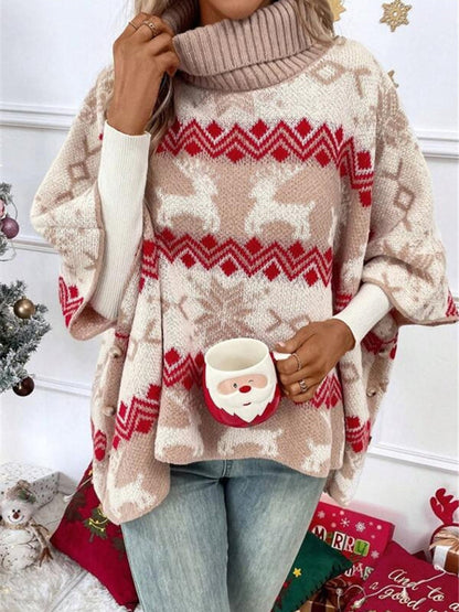 Damen Strickpullover Festlich Rentier Motiv Weihnachten