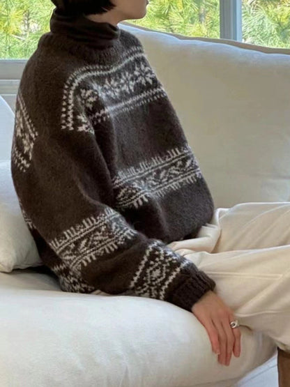 Damen Winterpullover Nordisch Gemütlich Lässig