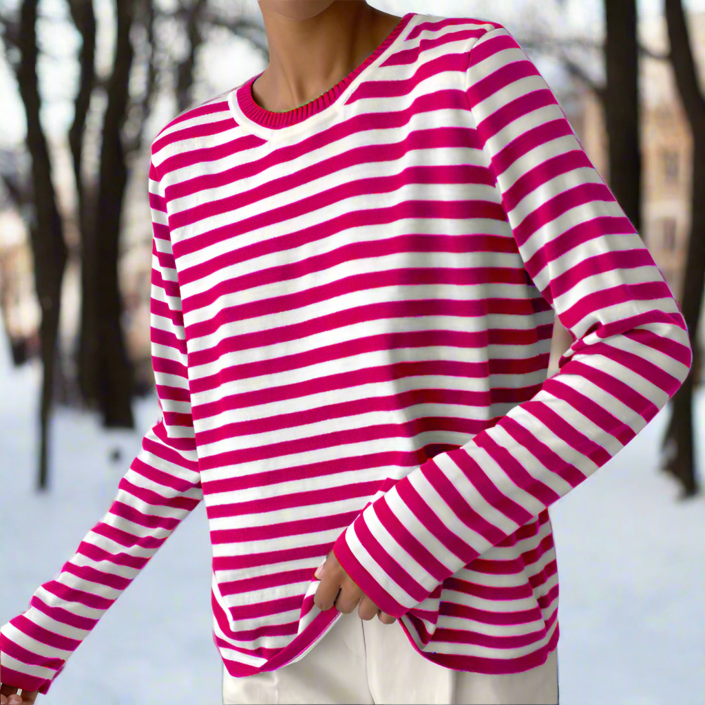 Damen Langarmshirt Lässig Gestreift Modern
