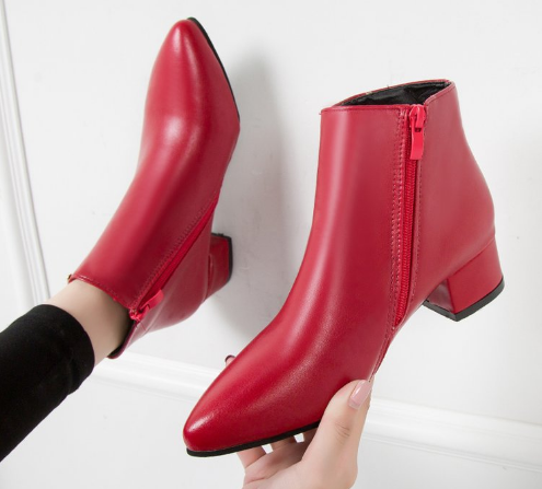 Damen Lederstiefeletten Herbst Winter Mode