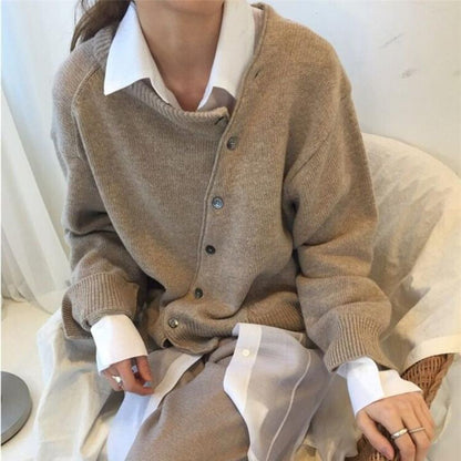 Damen Winterpullover Mit Knöpfen Warm