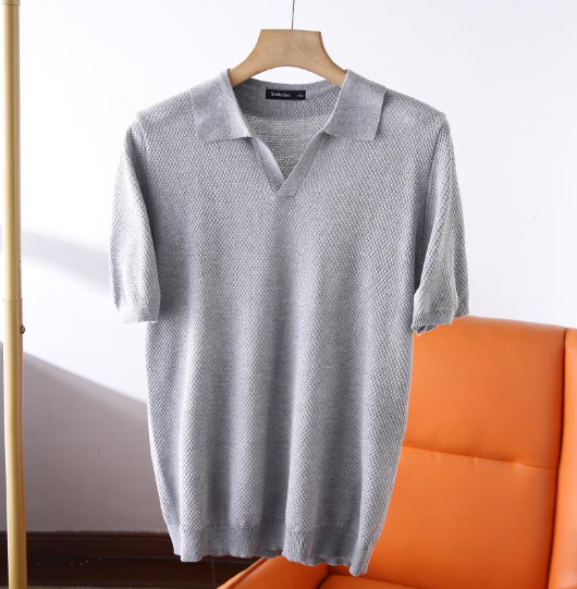 Leichtes Herren Strickpolo Kurzarm Modern - BerlinGlamour