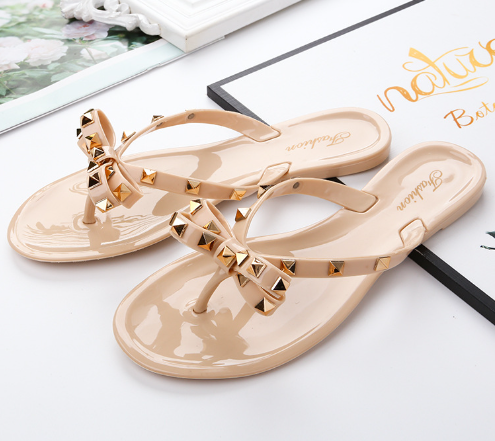 Flip Flops Sandalen Nieten Schleifenknoten Damen