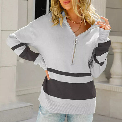 Damen Strickpullover Streifen Sportlich Elegante