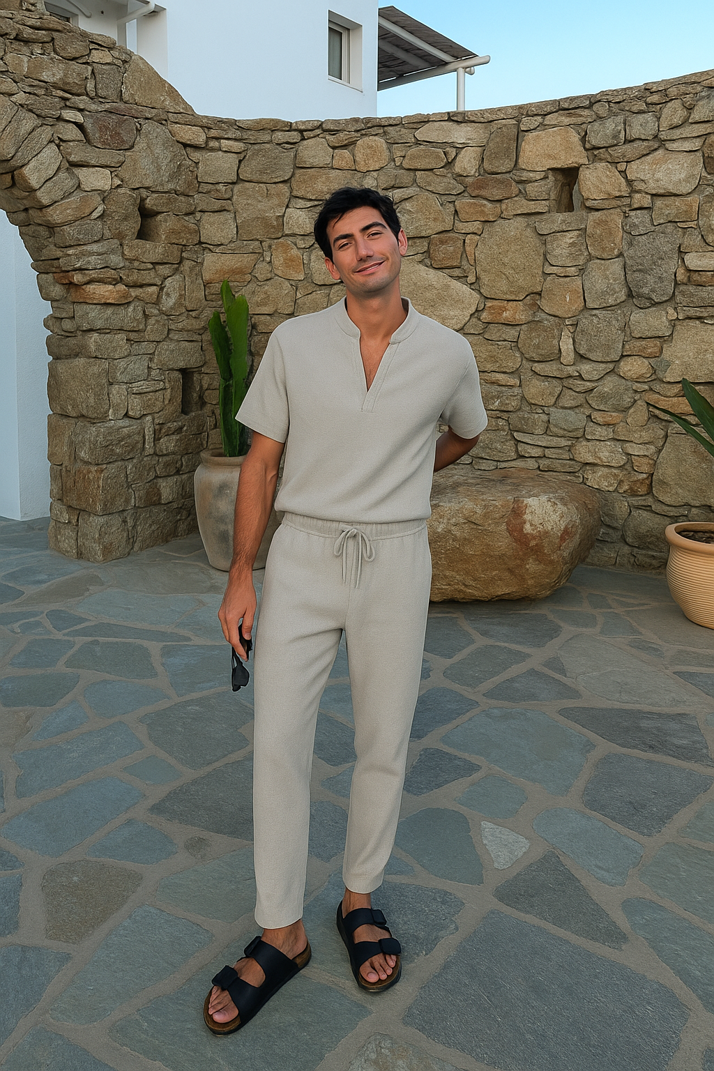 Herren Lounge-Set Komfortable Polo Stehkragen Hose - BerlinGlamour