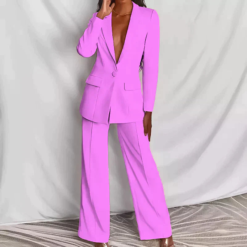 Eleganter Business Anzug Damen Blazer Hose Komplettsatz