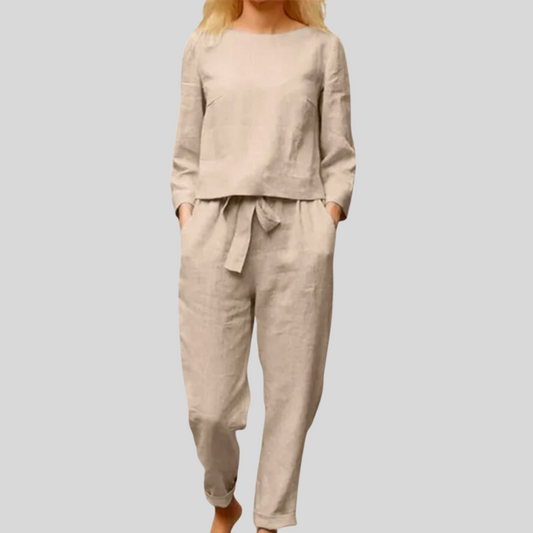 Elegantes Leinen Zweiteiler Kleid Damen - BerlinGlamour