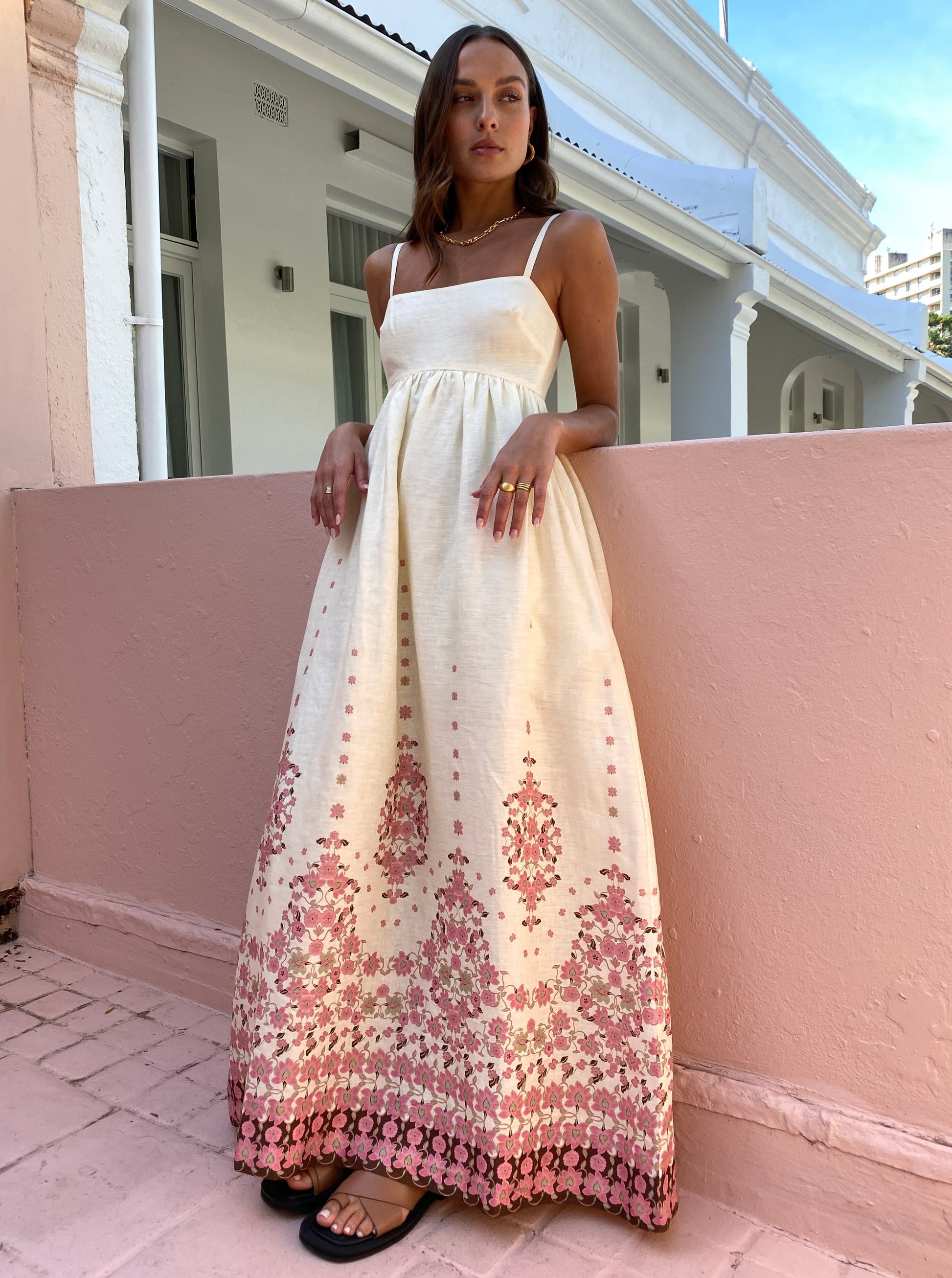 Boho Maxikleid Damen Stickerei Spaghettiträger Sommer - BerlinGlamour