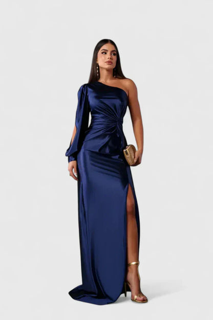 Elegantes Damen Abendkleid Einerschulter Raffung