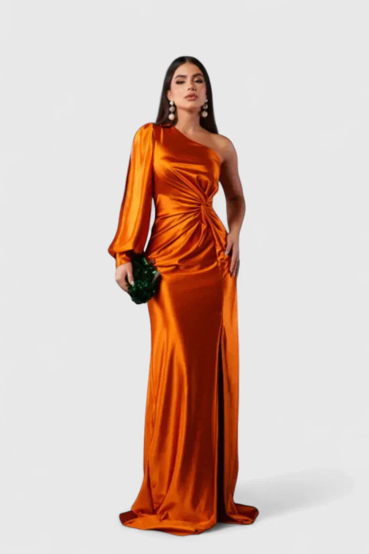Elegantes Damen Abendkleid Einerschulter Raffung