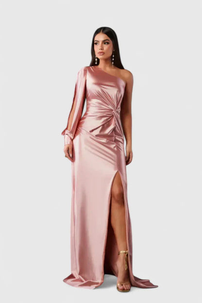 Elegantes Damen Abendkleid Einerschulter Raffung