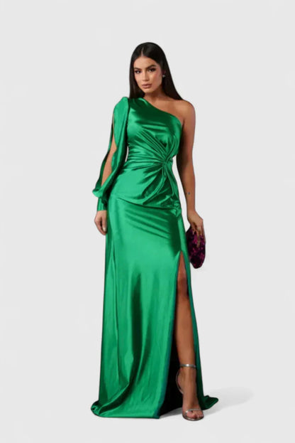 Elegantes Damen Abendkleid Einerschulter Raffung