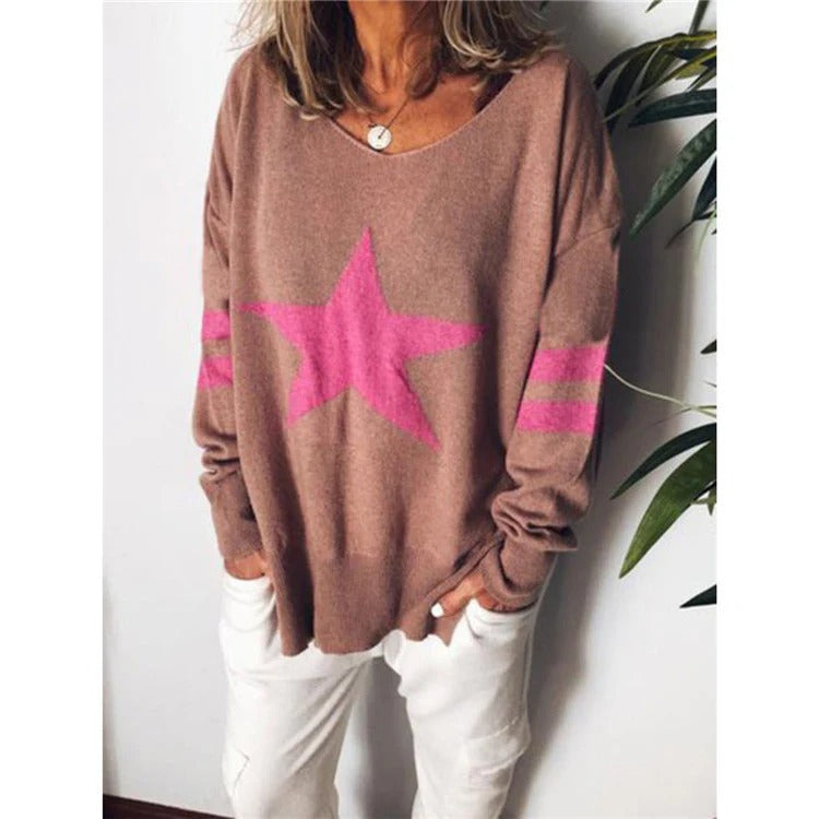 Weicher Oversized Sweater mit Sternenprint Langärmlig