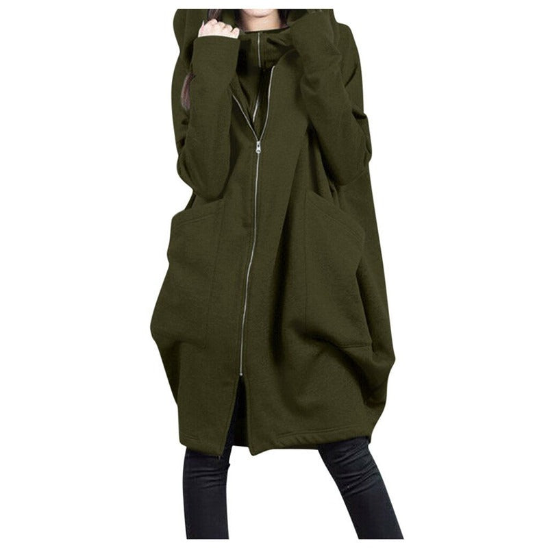 Kapuzenmantel Damen Oversized Weich Woll-Look
