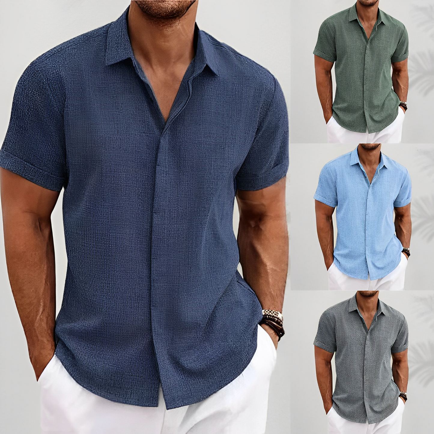 Herren Hemd Knöpfe Slim Fit Modern