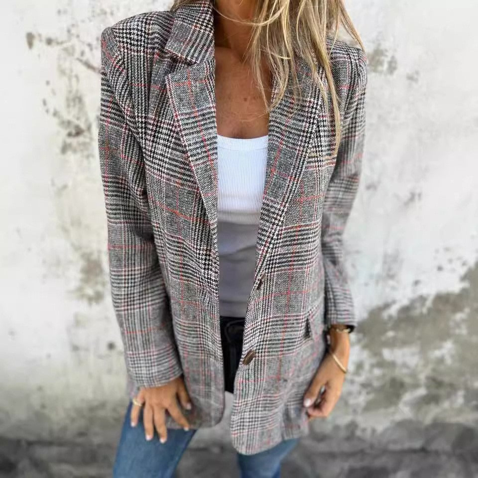 Strickjacke Wollmischung Locker Reverskragen Damen