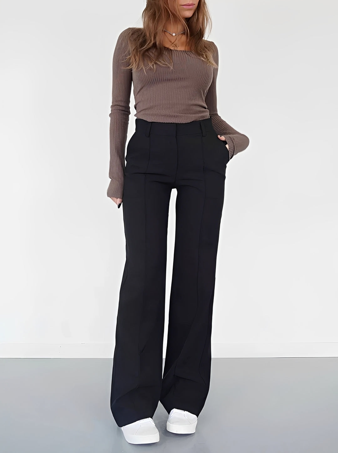 Damenhose Bootcut Gerade Geschnitten Elegant