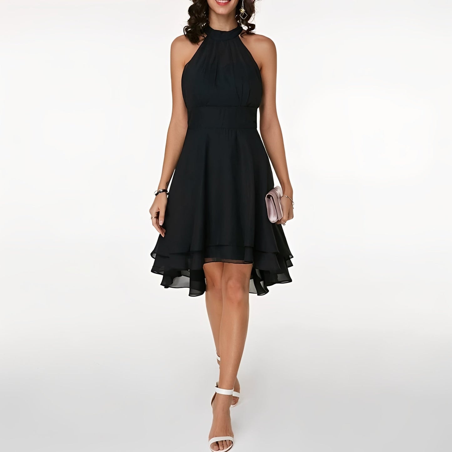 Damenkleid Neckholder Midikleid Elegant Schlicht